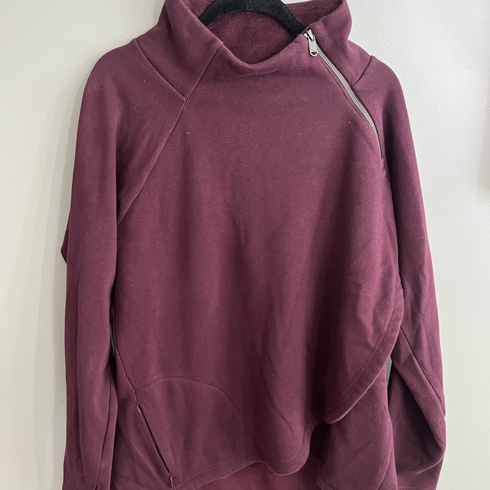 Athleta Burgundy Asymmetrical Zip Hoodie